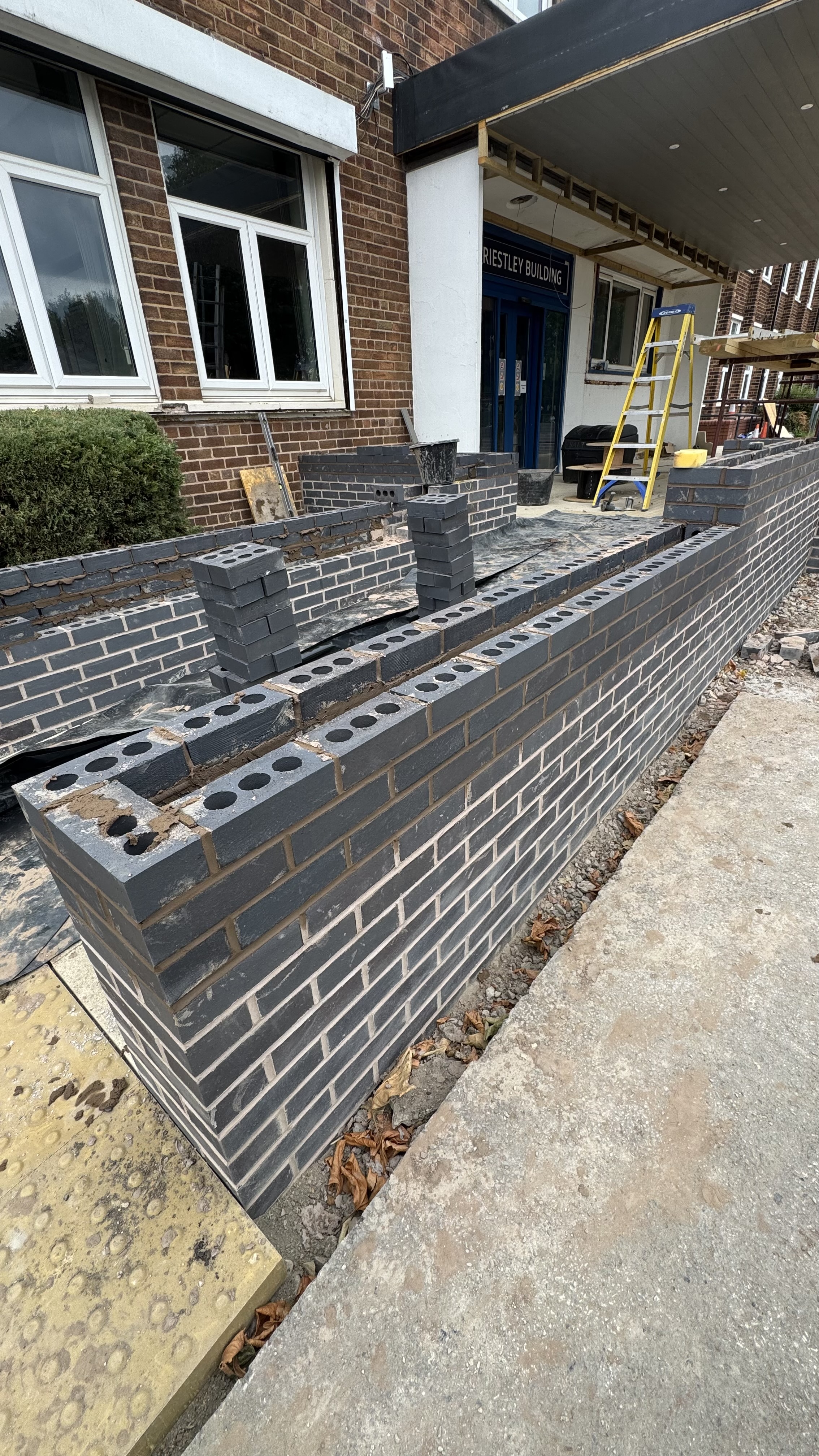 Paved patio and raised beds